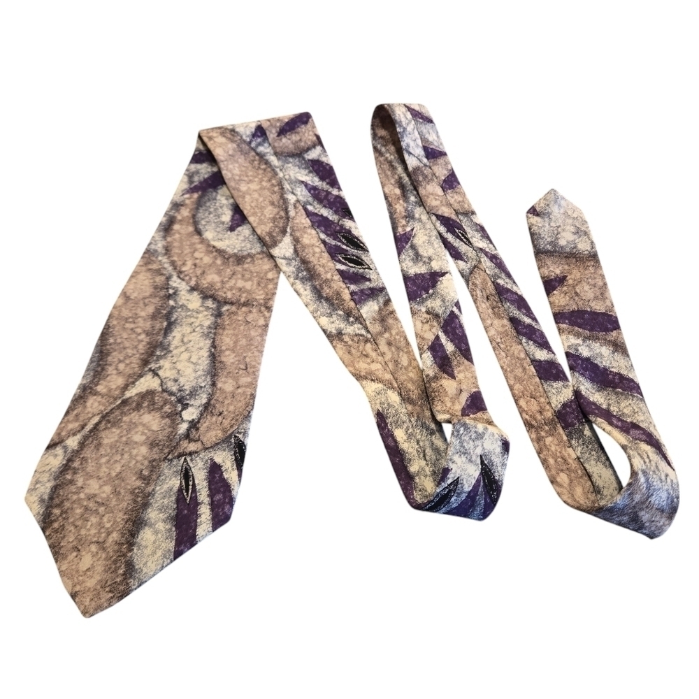 Vintage Halston III Necktie 100% silk Textured, Marbled Pattern Abstract Art